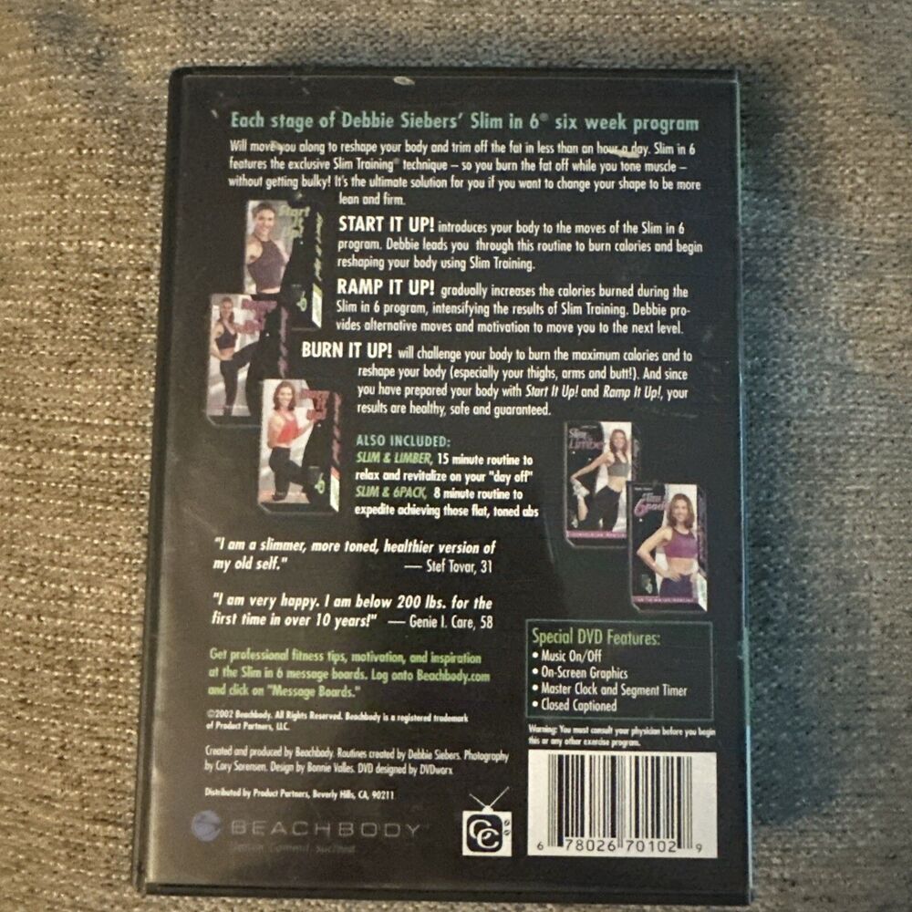 Beachbody Debbie Siebers’ Slim In 6 DVD, 2 Disk Exercise Program DVD Set - Picture 2 of 4